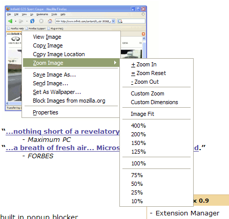 Imagezoom extension for Firefox