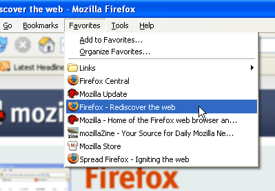 Plainoldfavorites extension for Firefox